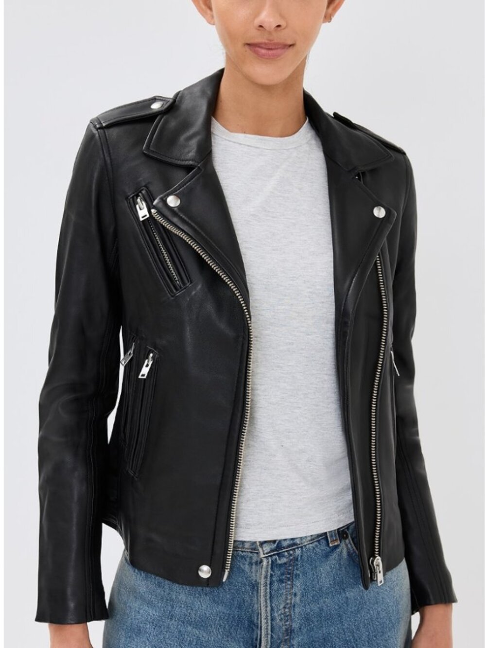IRO Paris Han Leather Jacket FR36 NWT Black Designer Moto Jacket